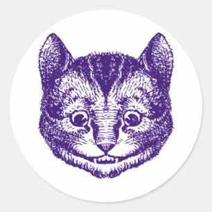 Cheshire Cat Inked Purple Classic Round Sticker