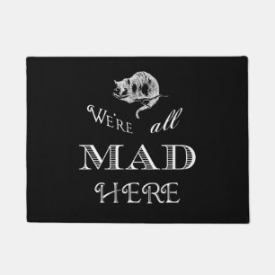 Cheshire Cat Mad Alice Black Doormat