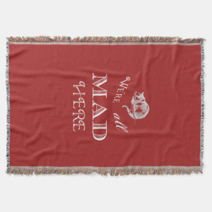 Cheshire Cat Mad Red Throw Blanket