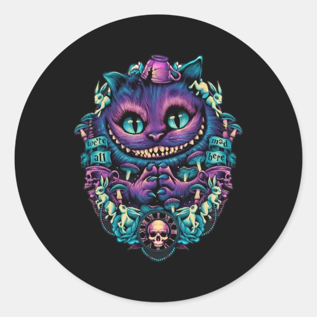 Cheshire Cat Shirt Alice In Wonderland Graphic  Classic Round Sticker (Front)