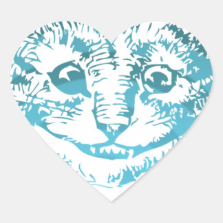 Cheshire Cat Striped Blue Heart Sticker