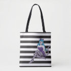 Cheshire Cat stripes reusable tote black stripe