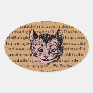 Cheshire Cat - Vintage Alice in Wonderland Oval Sticker