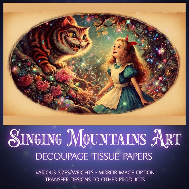 Cheshire Cat Vintage Wonderland Art Decoupage Tissue Paper (Creator Uploaded)