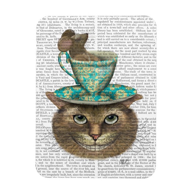 Cheshire Cat with Cup on Head Magnet (Vertical)