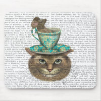 Cheshire Cat with Cup on Head