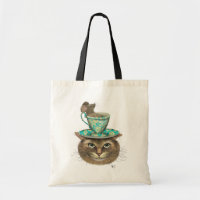 Cheshire Cat with Cup on Head