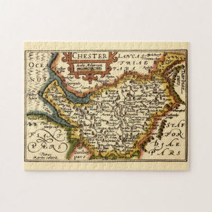 Cheshire (Chester) County England Antiquarian Map Jigsaw Puzzle
