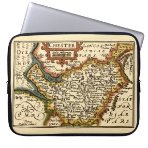 Cheshire (Chester) County England Antiquarian Map Laptop Sleeve