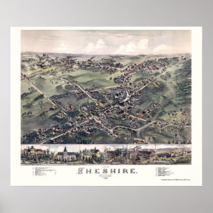 Chesire, CT Panoramic Map - 1882 Poster