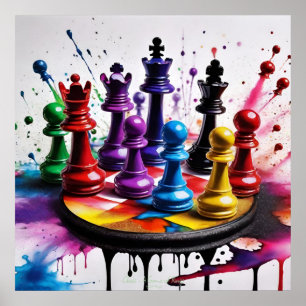 Chess A Game of Kings AI Fantasy Digital Art Print
