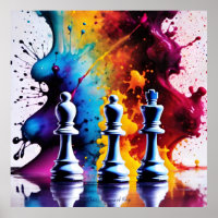 Chess A Game of Kings AI Fantasy Digital Art Print