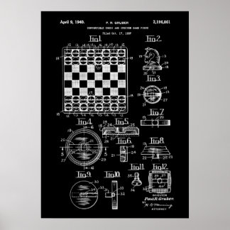 Chess And Chequered Game Patent Poster