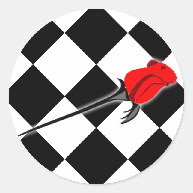Chess and Roses Gothic Wedding Classic Round Sticker (Front)