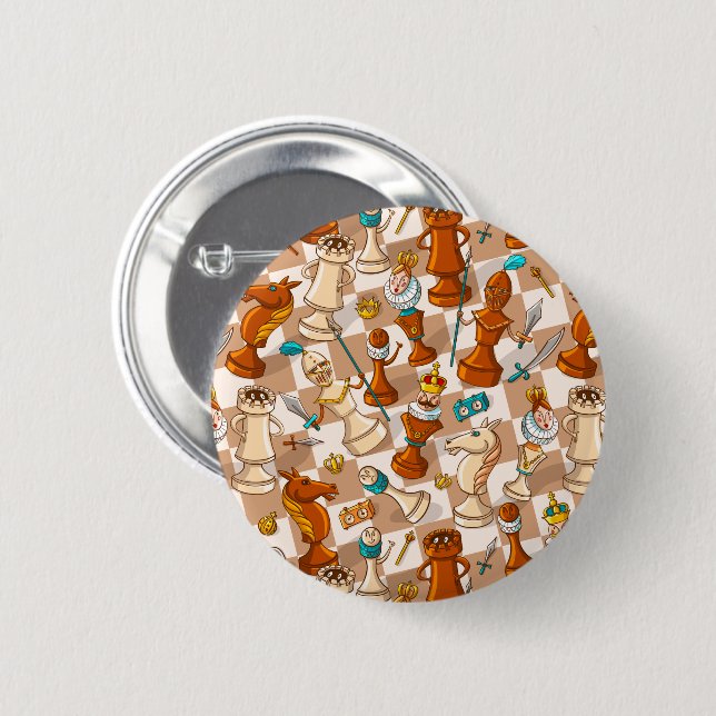Chess battle 6 cm round badge (Front & Back)