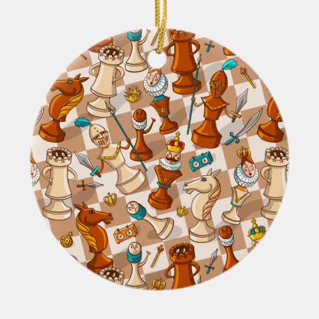 Chess battle ceramic ornament (Front)