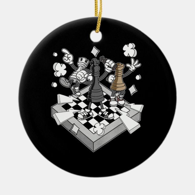 chess battle figures chessman checkmate chess play ceramic ornament (Front)