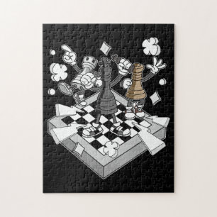 chess battle figures chessman checkmate chess play jigsaw puzzle
