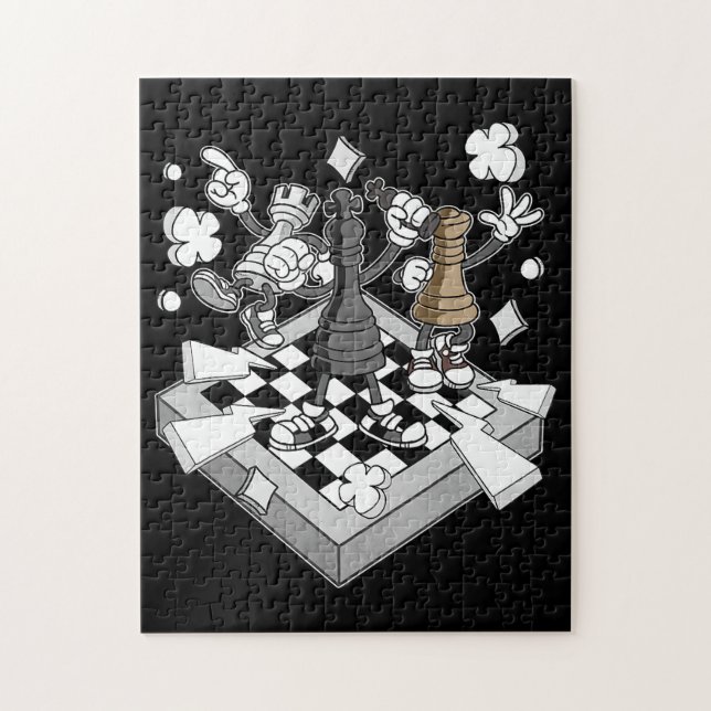 chess battle figures chessman checkmate chess play jigsaw puzzle (Vertical)