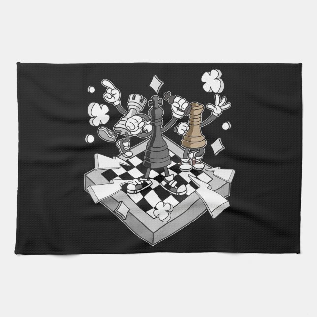 chess battle figures chessman checkmate chess play tea towel (Horizontal)