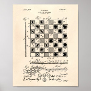 Chess Board 1923 Patent Art Old Peper Poster