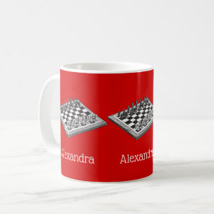 Chess Board and Chess Pieces Vintage Art Coffee Mug