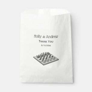 Chess Board and Chess Pieces Vintage Art Favour Bag