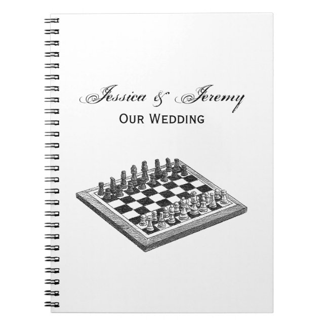 Chess Board and Chess Pieces Vintage Art Notebook (Front)