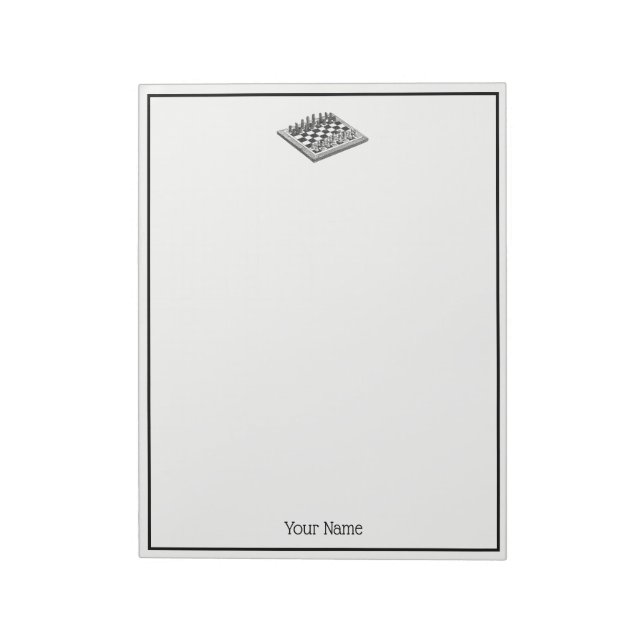 Chess Board and Chess Pieces Vintage Art Notepad (Rotated)