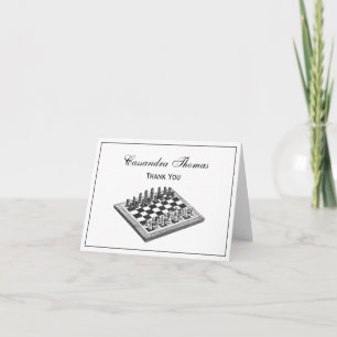 Chess Board and Chess Pieces Vintage Art Thank You Card