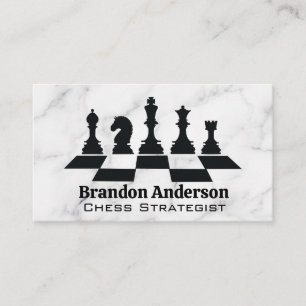 Chess Board and Pieces   Marble Background Business Card