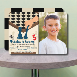 Chess Board Birthday Invitation Photo Game night