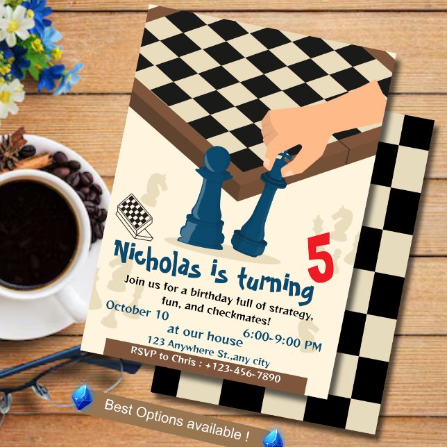 Chess Board Birthday Party Invitation Game night (Creator Uploaded)