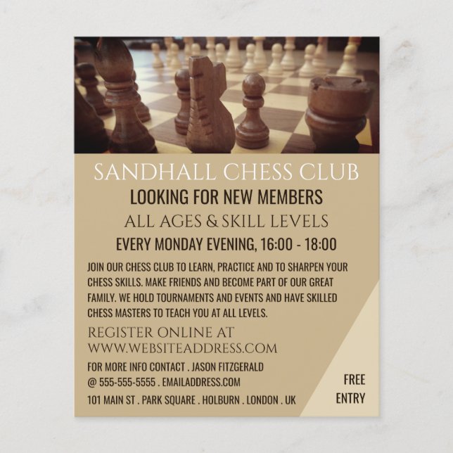 Chess Board, Chess Club Advertising Flyer (Front)