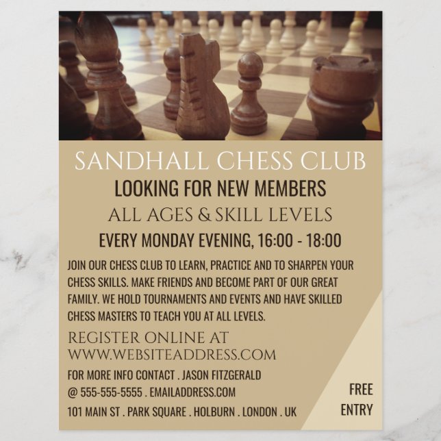 Chess Board, Chess Club Advertising Flyer (Front)