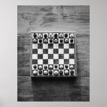 Chess Board Game on Rustic Wooden Table