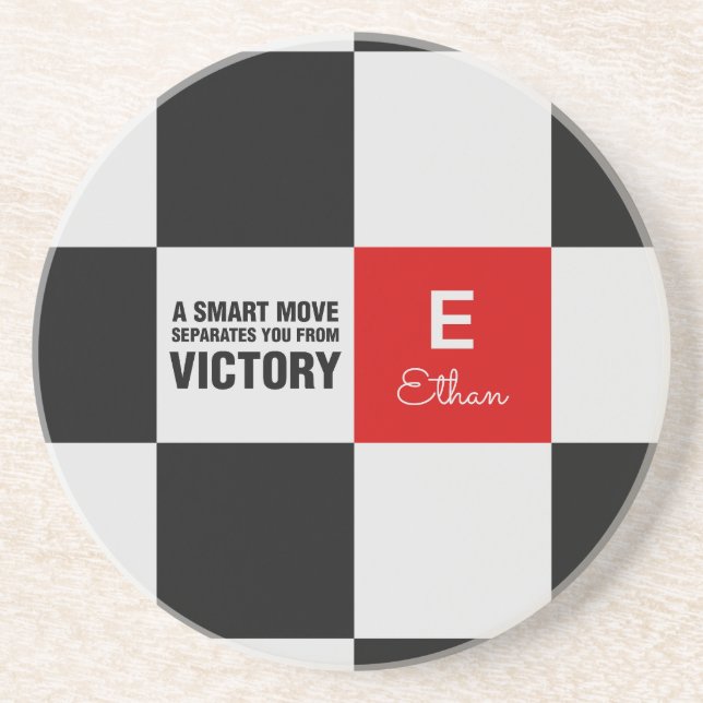 Chess Board Monogram Coaster (Front)