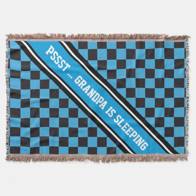 Chess Board Pattern + your backgr. colour & text Throw Blanket (Front)