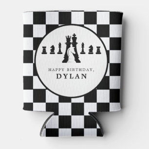 Chess Board & Pieces Game Night Any Age Birthday Can Cooler