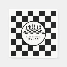 Chess Board & Pieces Game Night Happy Birthday