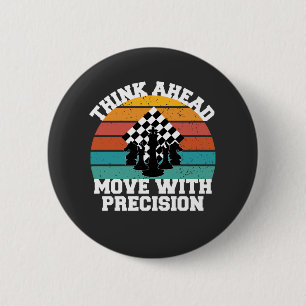 Chess Board Pieces Strategy Precision Mind Game 6 Cm Round Badge