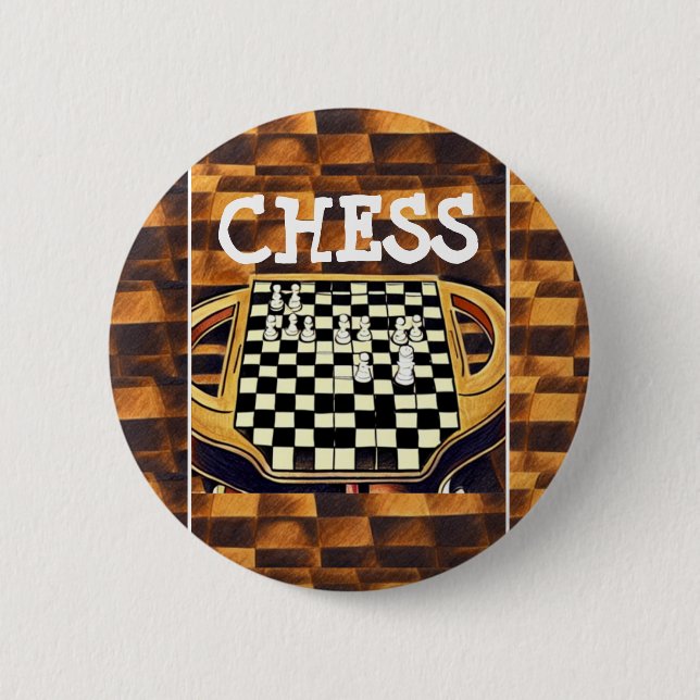  CHESS BOARD STYLE 6 CM ROUND BADGE (Front)