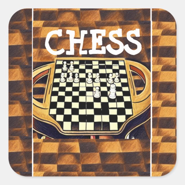  CHESS BOARD STYLE SQUARE STICKER (Front)