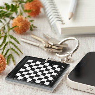Chess board with letters and numbers monogrammed key ring
