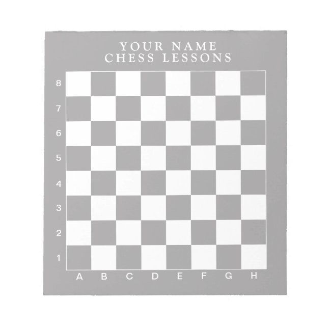 Chess board with numbers and letters lesson notepad (Front)