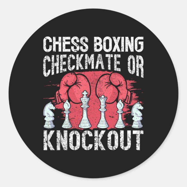Chess Boxing Checkmate Or Knockout Fun  Classic Round Sticker (Front)
