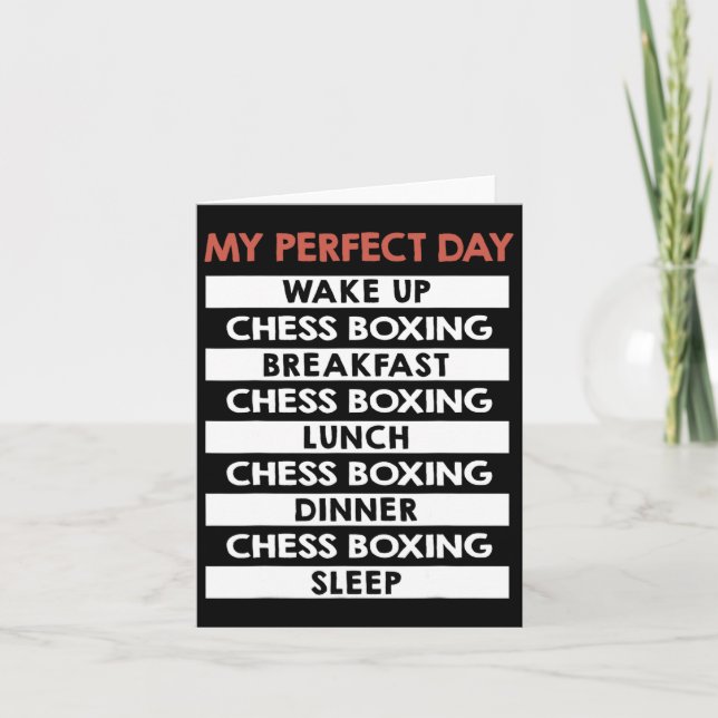Chess Boxing My Perfect Day Player Day Routine  Card (Front)