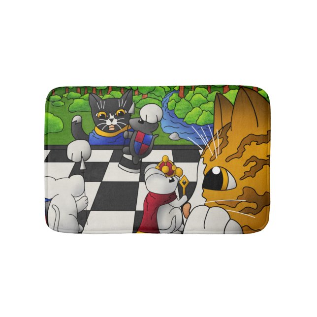 Chess Cats in the park Bath Mat (Front)