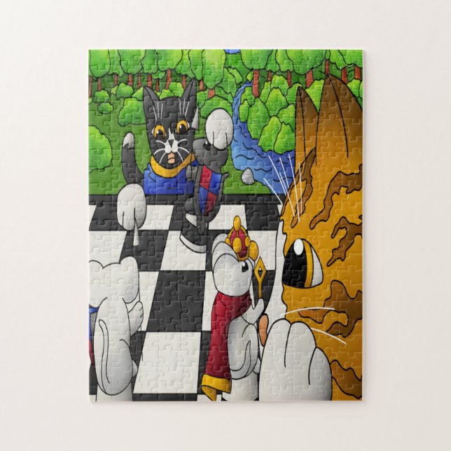 Chess Cats in the park Jigsaw Puzzle (Vertical)