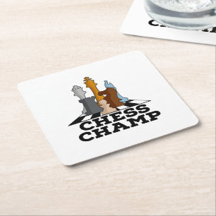 Chess Champ Square Paper Coaster